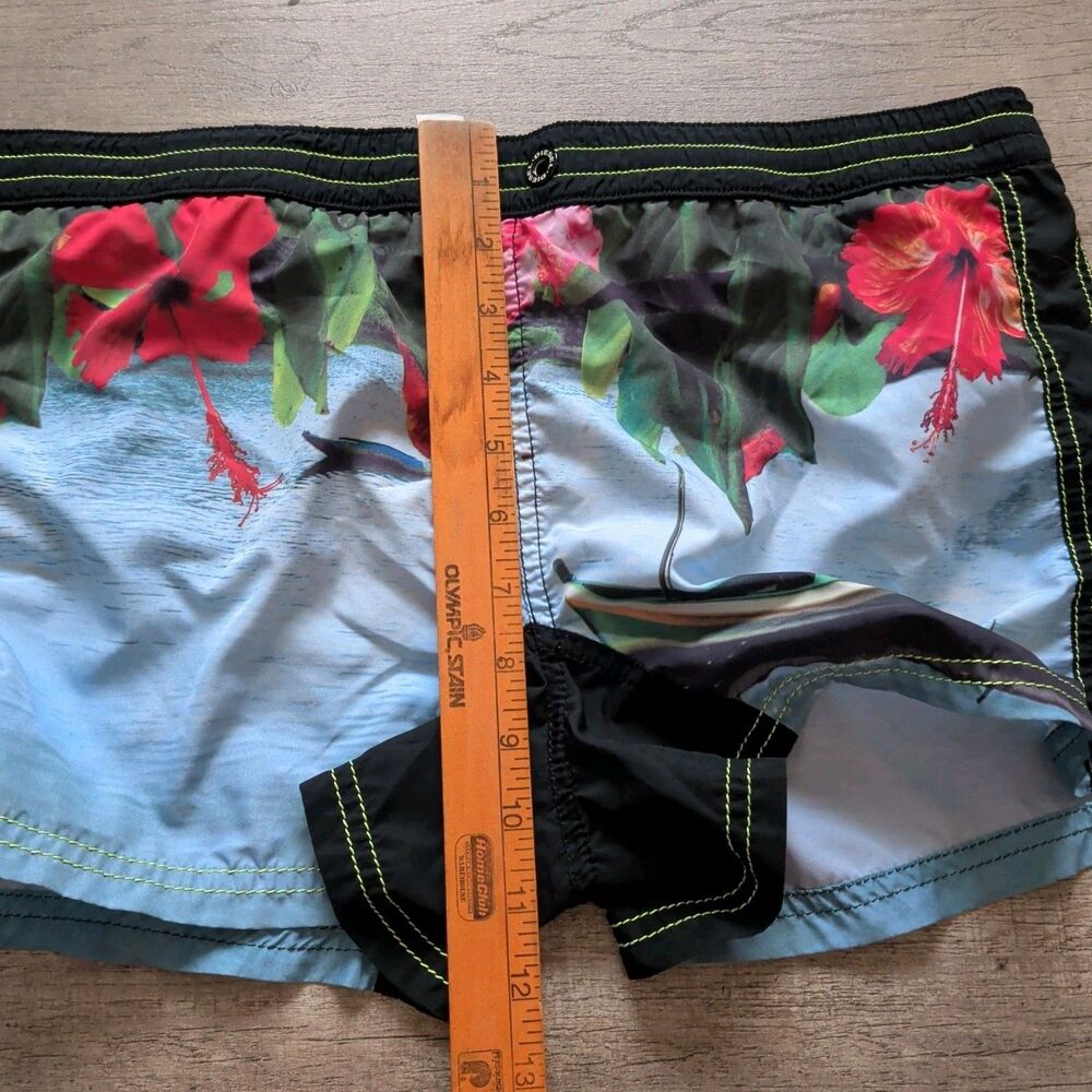 Diesel Beachwear Floral Boat Swim Shorts Mens Size M Black *Flaw - Picture 7 of 9